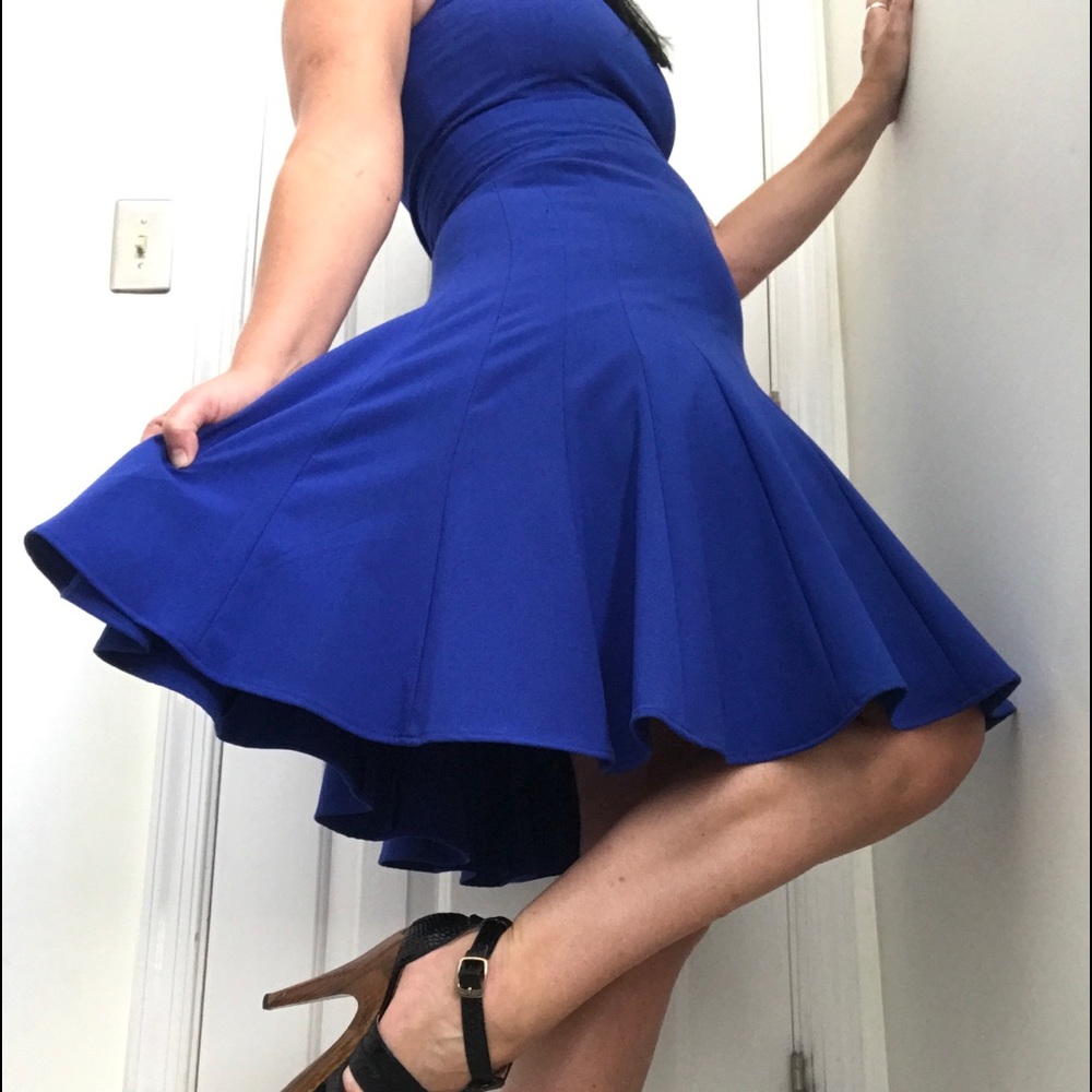Cobalt blue fit and flare dress